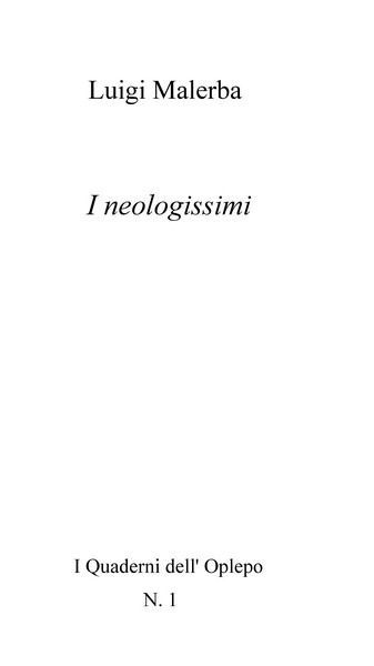 Luigi Malerba, I neologissimi - Copertina flessibile