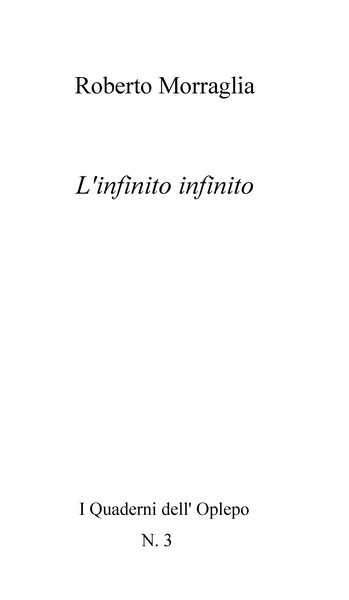 Roberto Morraglia, L'infinito infinito - Copertina flessibile