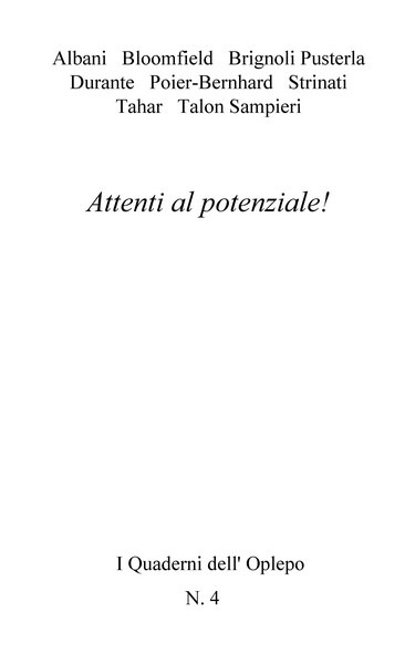 Paolo Albani, Attenti al potenziale! - Copertina flessibile